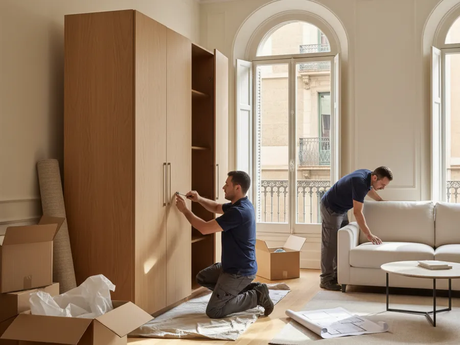 Montaje de muebles y desembalaje en el nuevo piso tras la mudanza en Barcelona