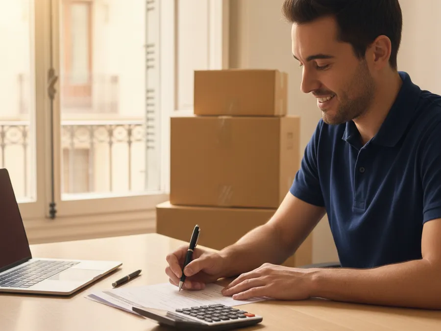 Coordinador preparando un presupuesto de mudanza cerrado y por escrito para Barcelona